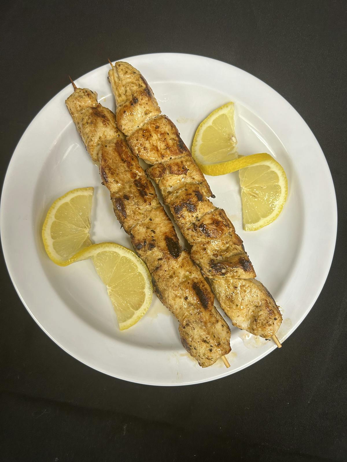 a plate of food with a slice cut out